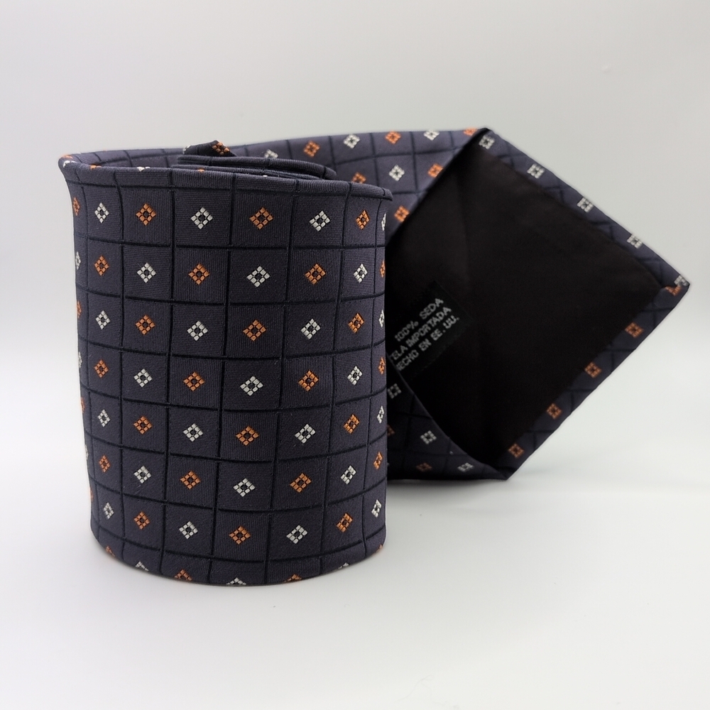 Cont Di Milano 100% Silk Tie Blue And Orange